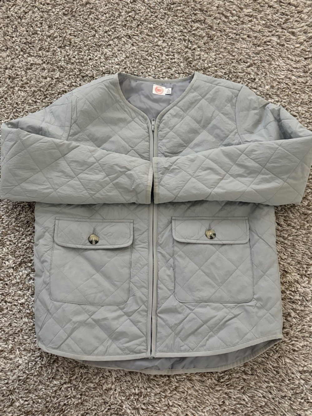 wonder nation Gray Quilted Vest with Round Neck